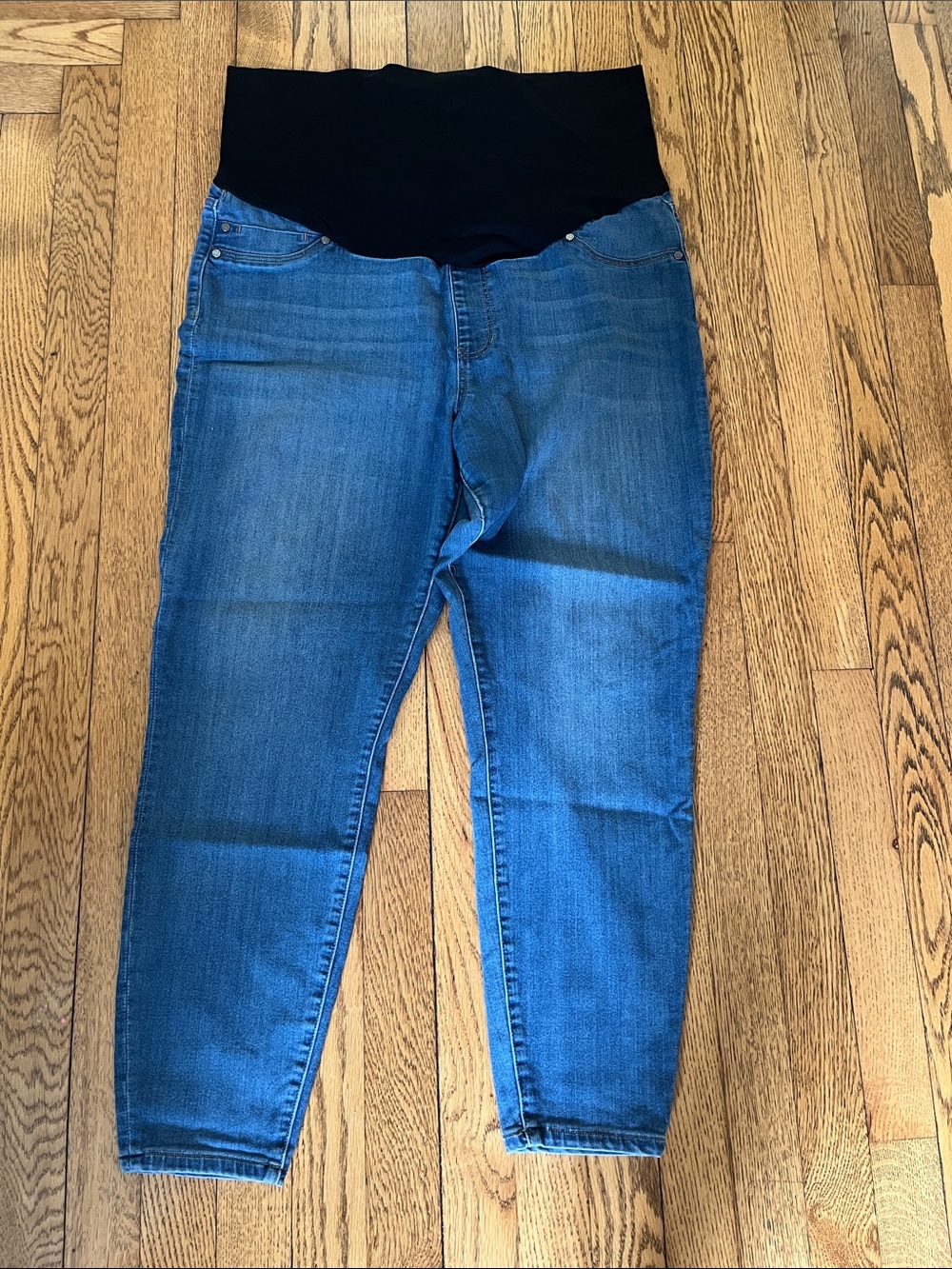 Liverpool Blue Maternity Jeggings with Black Support Panel